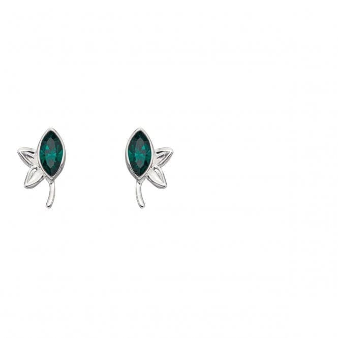 Elements Silver Silver Navette Emerald Swarovski Leafs Earrings E5695GBeginningsE5695G