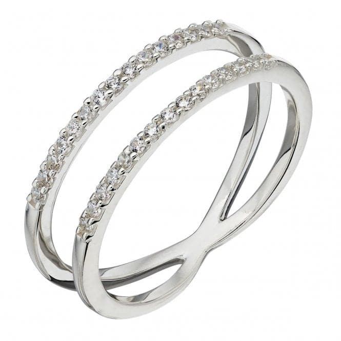 Elements Silver Silver Plate White CZ Double Band Ring R3681CBeginningsR3681C 50