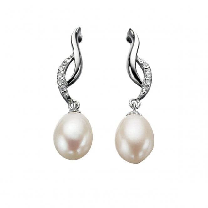 Elements Silver Twisted Earrings With Pearl And CZ E4091WZ364BeginningsE4091W