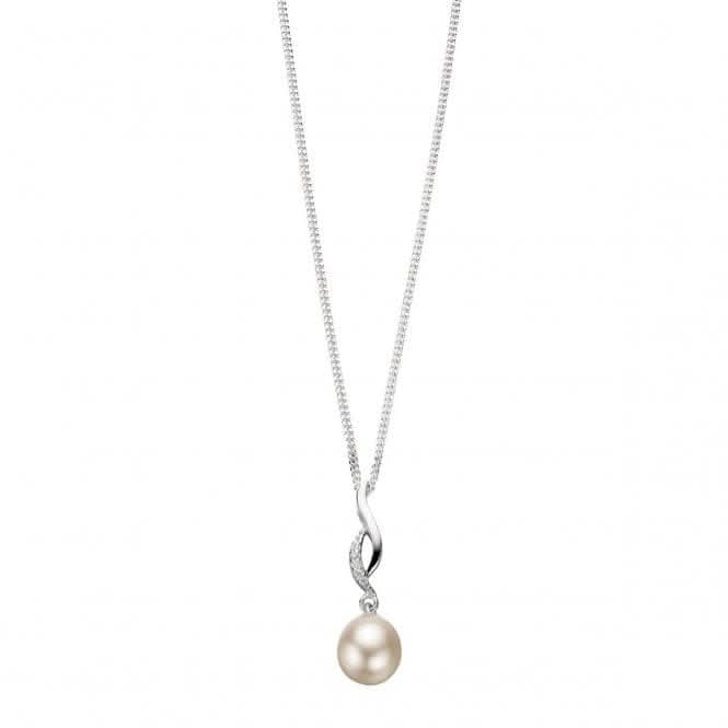 Elements Silver Twisted Pendant With Pearl And CZ P3452WZ364N724BeginningsP3452W