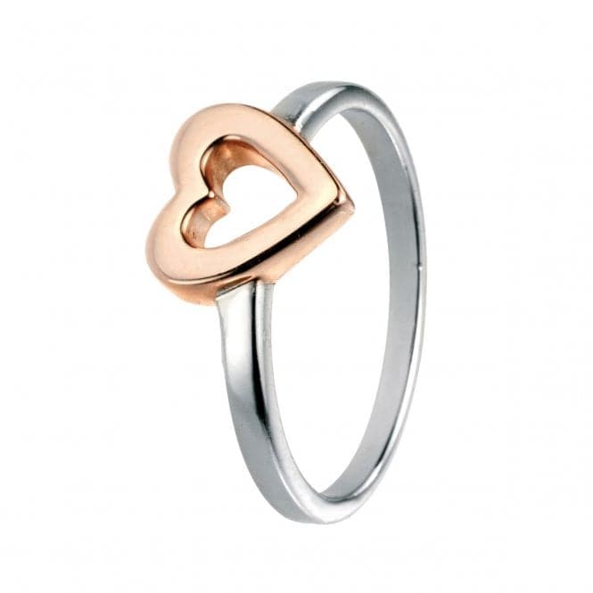 Elements Silver With Rose Gold Open HeartRing R3461BeginningsR3461 50