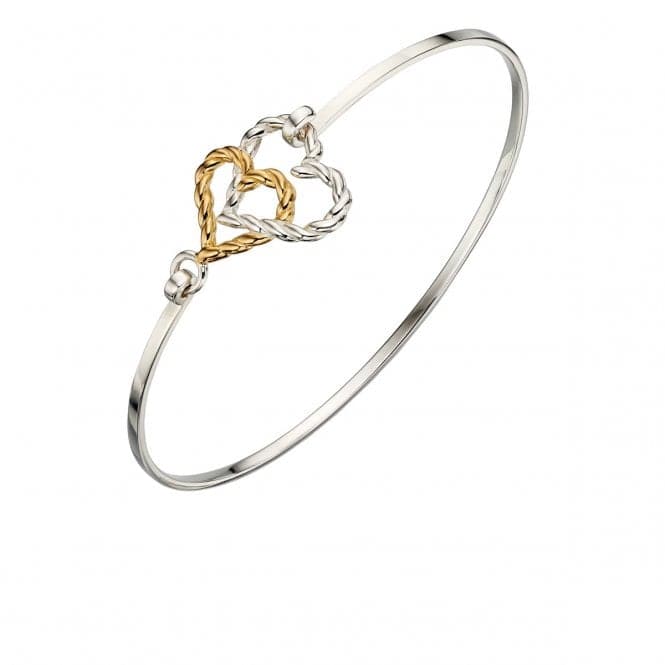 Elements Silver Yellow Gold Plate Rope Heart Bangle B5006BeginningsB5006