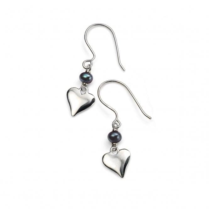 Elements Sterling Silver Black Freshwater Pearl Heart Drop Earrings E3981BBeginningsE3981B