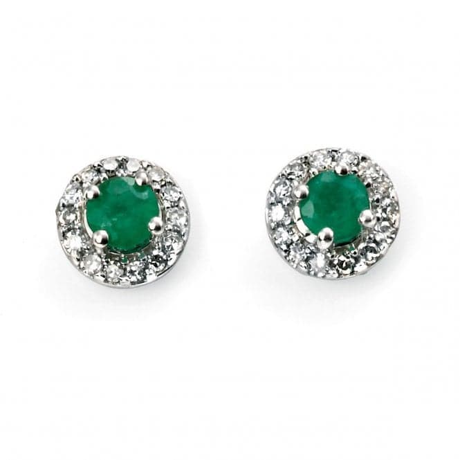 Elements White Gold Emerald Round Earrings Diamond Edge GE888GZ475Elements GoldGE888G