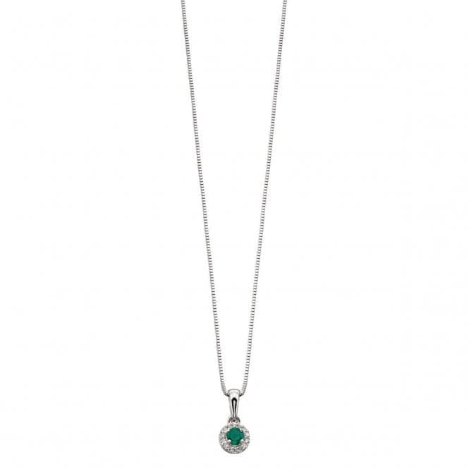 Elements White Gold Emerald Round Pendant Diamond Edge GP875GZ475GN063Elements GoldGP875G