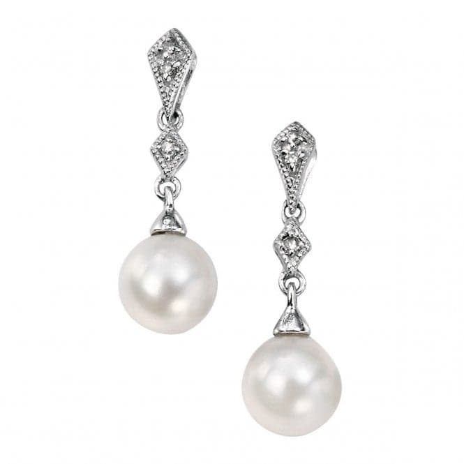 Elements White Gold Fresh Water Pearl Diamonds Drop Earrings GE807WZ475Elements GoldGE807W