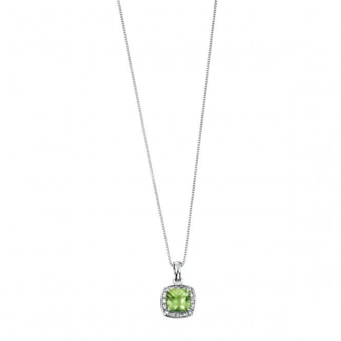 Elements White Gold Pendant Cushion Cut Peridot Pave Diamond GP708GZ475GN064Elements GoldGP708G