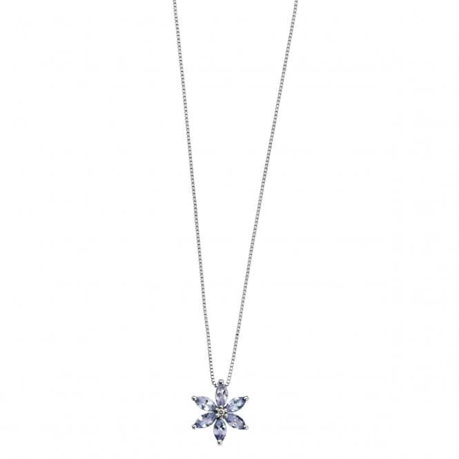 Elements White Gold Tanzanite Diamond Flower Pendant GP781MZ475GN187Elements GoldGP781M