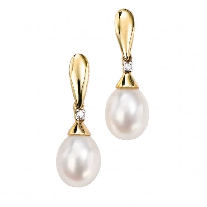 Elements Yellow Gold Drop Pearl Diamond Earrings GE780WZ475Elements GoldGE780W