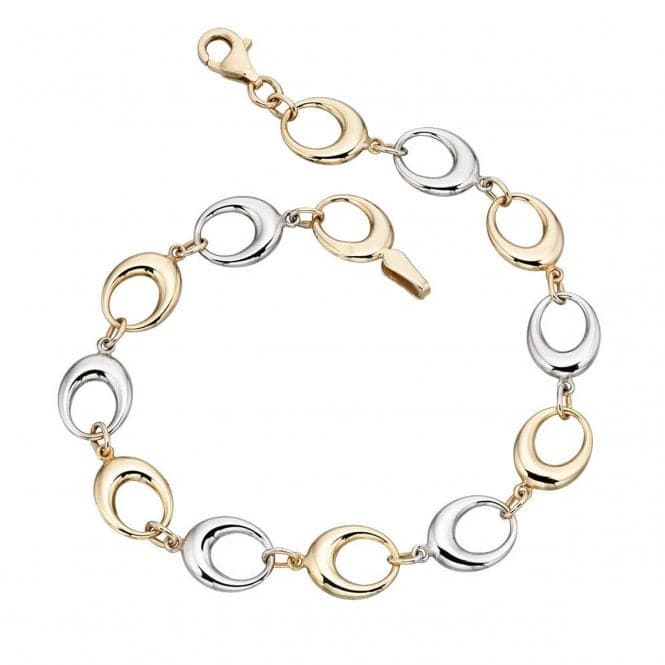 Elements Yellow White Gold Cutout Oval Link Bracelet GB403Z476Elements GoldGB403