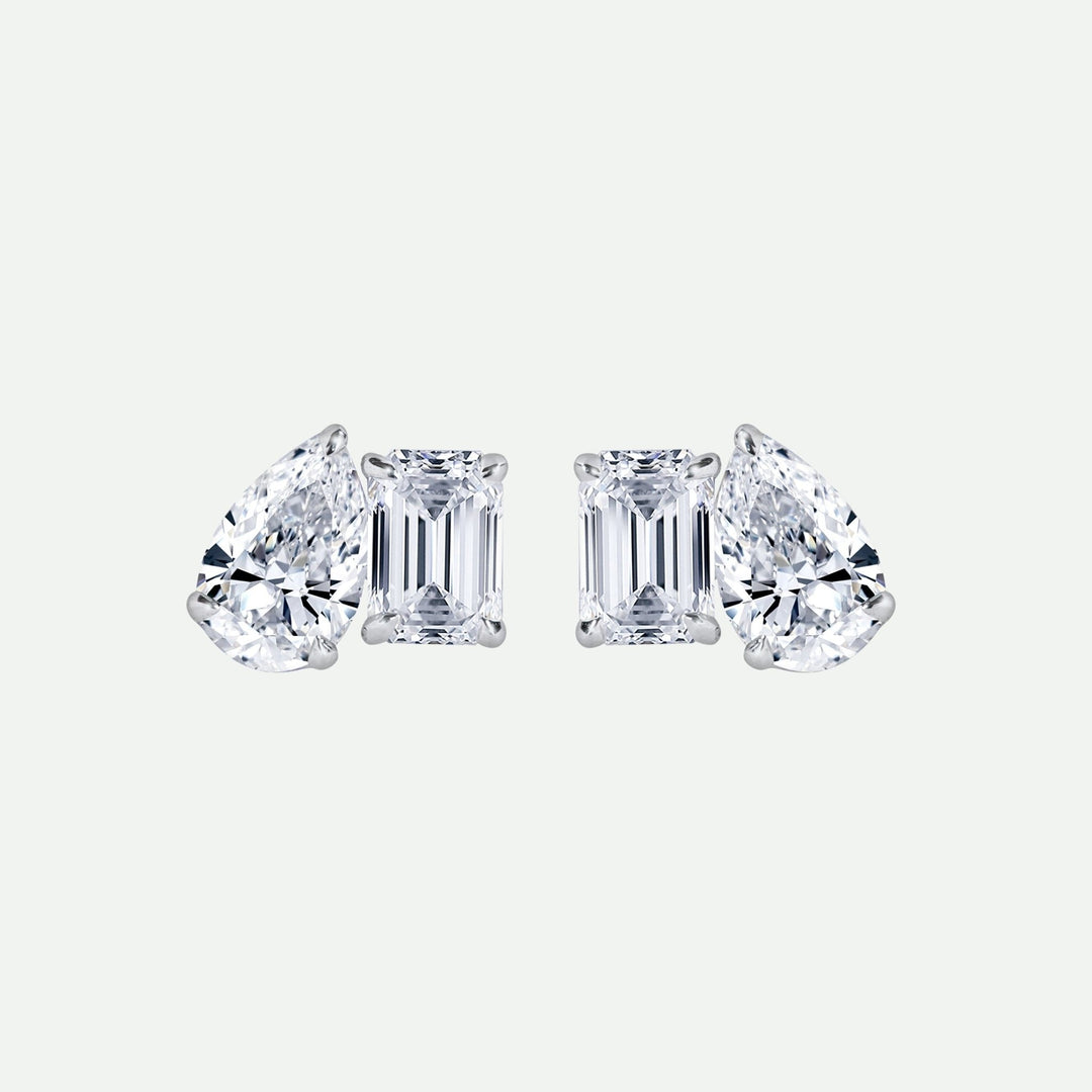 Elise Earring | 9ct White Gold 0.80ct tw Lab Grown Diamond Toi Et Moi Stud EarringsCreated BrillianceBA0073992