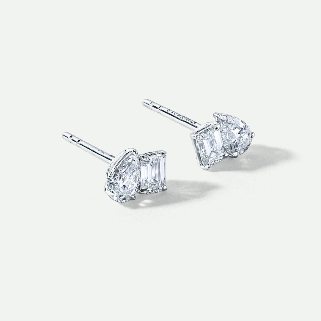 Elise Earring | 9ct White Gold 0.80ct tw Lab Grown Diamond Toi Et Moi Stud EarringsCreated BrillianceBA0073992