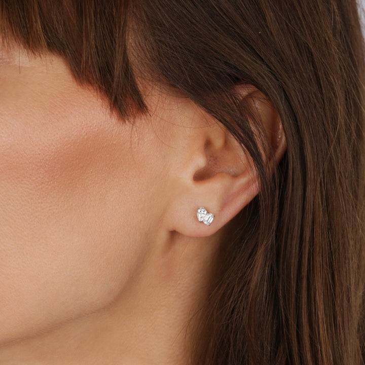 Elise Earring | 9ct White Gold 0.80ct tw Lab Grown Diamond Toi Et Moi Stud EarringsCreated BrillianceBA0073992