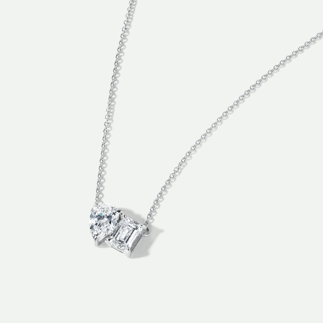 Elise Necklace | 9ct White Gold 1.5ct tw Lab Grown Diamond Toi Et Moi NecklaceCreated BrillianceBA0073993