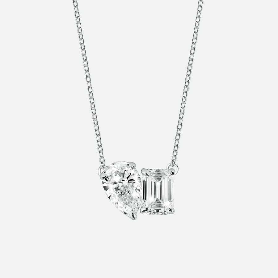 Elise Necklace | 9ct White Gold 1.5ct tw Lab Grown Diamond Toi Et Moi NecklaceCreated BrillianceBA0073993