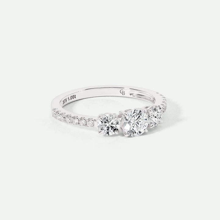 Ella | 9ct White Gold 1.06ct tw Lab Grown Diamond Three Stone RingCreated BrillianceBA0072667 - N