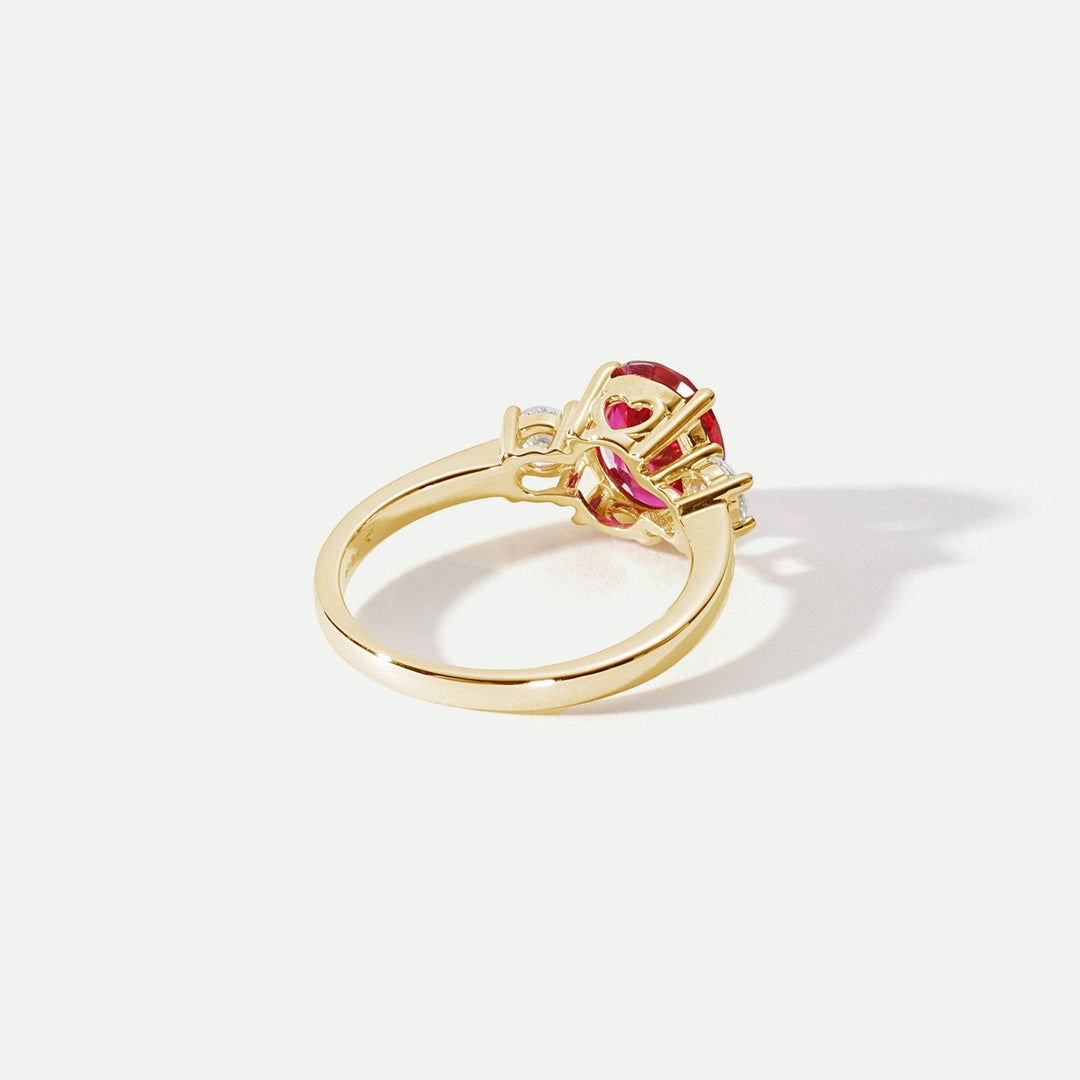 Ellison | 9ct Yellow Gold 0.33ct tw Lab Grown Diamond and Created Ruby RingCreated BrillianceBA0072182 - M