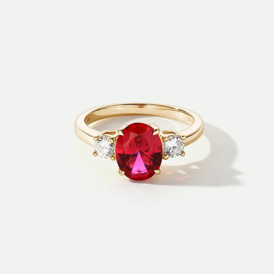 Ellison | 9ct Yellow Gold 0.33ct tw Lab Grown Diamond and Created Ruby RingCreated BrillianceBA0072182 - M