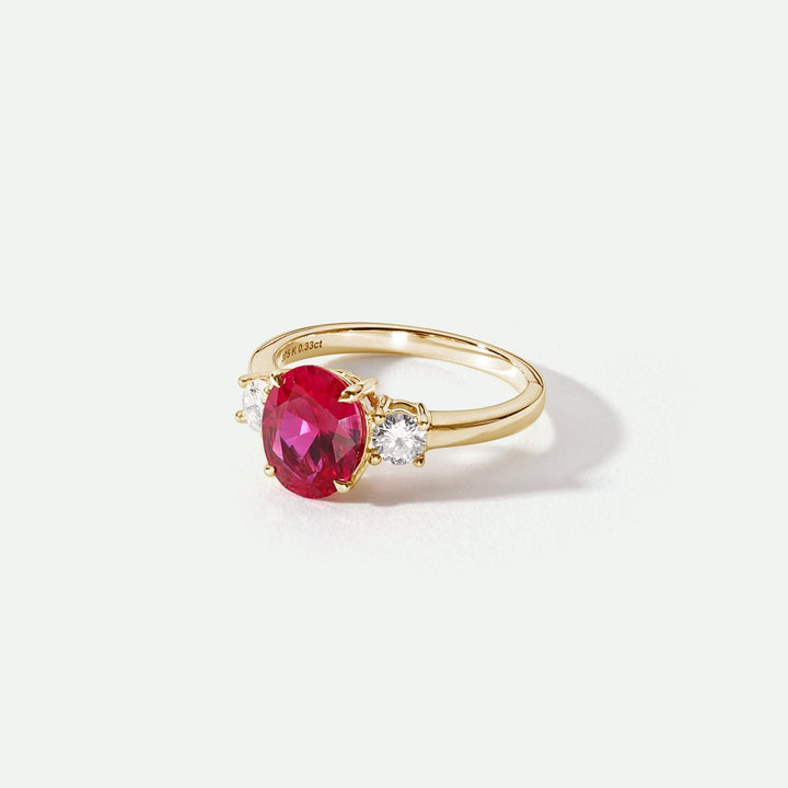 Ellison | 9ct Yellow Gold 0.33ct tw Lab Grown Diamond and Created Ruby RingCreated BrillianceBA0072182 - M