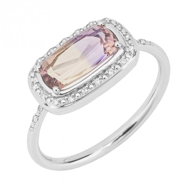 Elongated Bi - Colour Ametrine Diamond White Gold Surround Ring GR609Elements GoldGR609 58