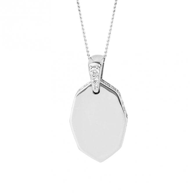 Elongated Octagon Tag Zirconia Bale Edge Pendant P5259Fiorelli SilverP5259