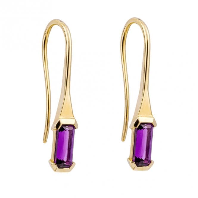 Elongated Purple Amethyst 9ct Yellow Gold Hook Earrings GE1022MElements GoldGE1022M