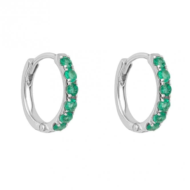 Emerald 9ct White Gold Hoop Earrings GE1018GElements GoldGE1018G