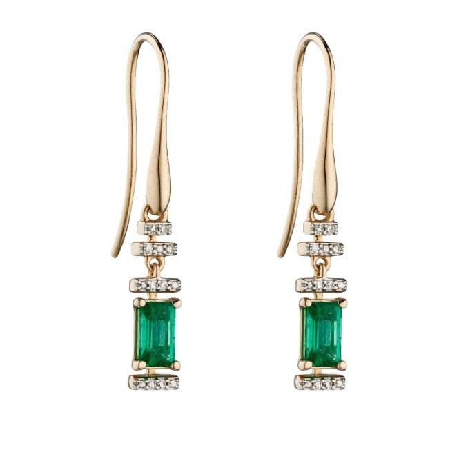Emerald Yellow Gold Baguette Diamond Deco Earrings GE2304GElements GoldGE2304G