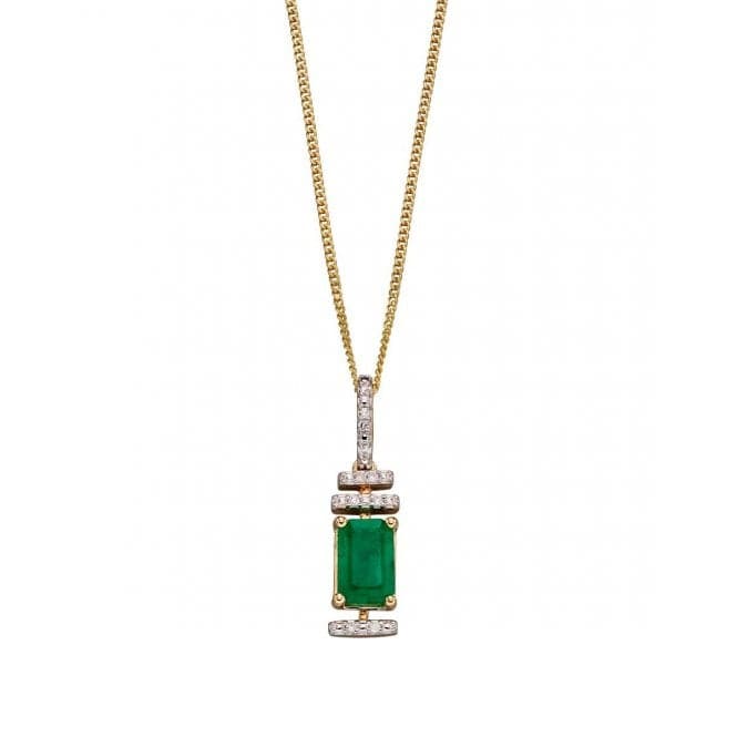 Emerald Yellow Gold Baguette Diamond Deco Pendant GP2185GElements GoldGP2185G