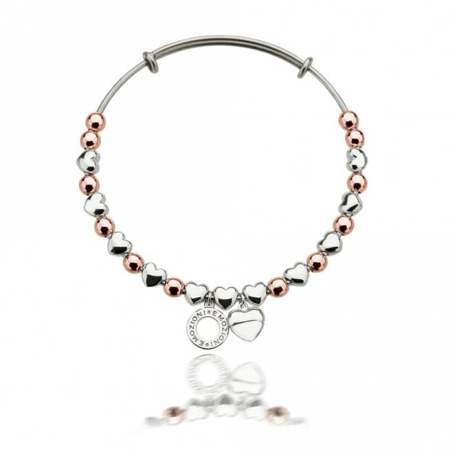 Emozioni Rose Gold Silver Plated Heart Bangle EB003EmozioniEB003