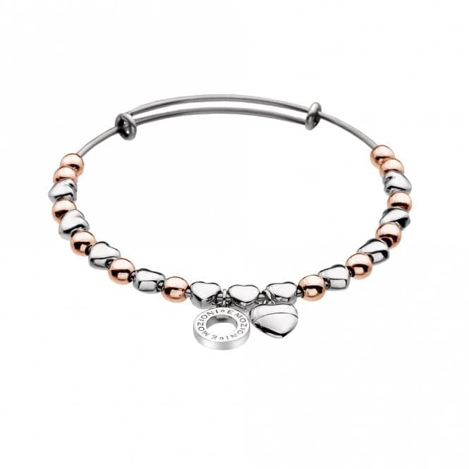 Emozioni Rose Gold Silver Plated Heart Bangle EB003EmozioniEB003