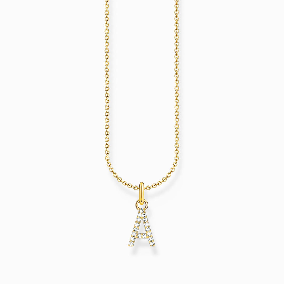 Essentials Gold Plated With Zirconia letter A Pendant Necklace KE2240 - 414 - 14 - L45VThomas Sabo Charm ClubKE2240 - 414 - 14 - L45V