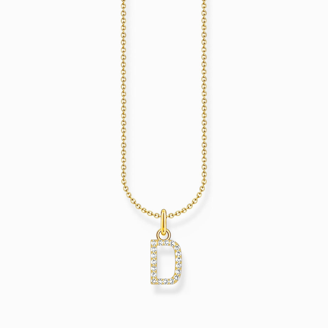 Essentials Gold Plated With Zirconia letter D Pendant Necklace KE2243 - 414 - 14 - L45VThomas Sabo Charm ClubKE2243 - 414 - 14 - L45V