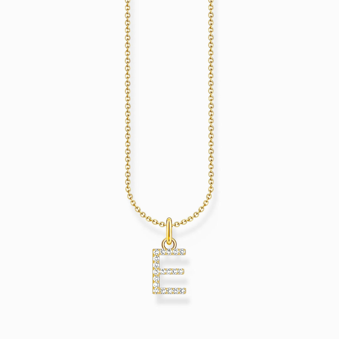 Essentials Gold Plated With Zirconia letter E Pendant Necklace KE2244 - 414 - 14 - L45VThomas Sabo Charm ClubKE2244 - 414 - 14 - L45V