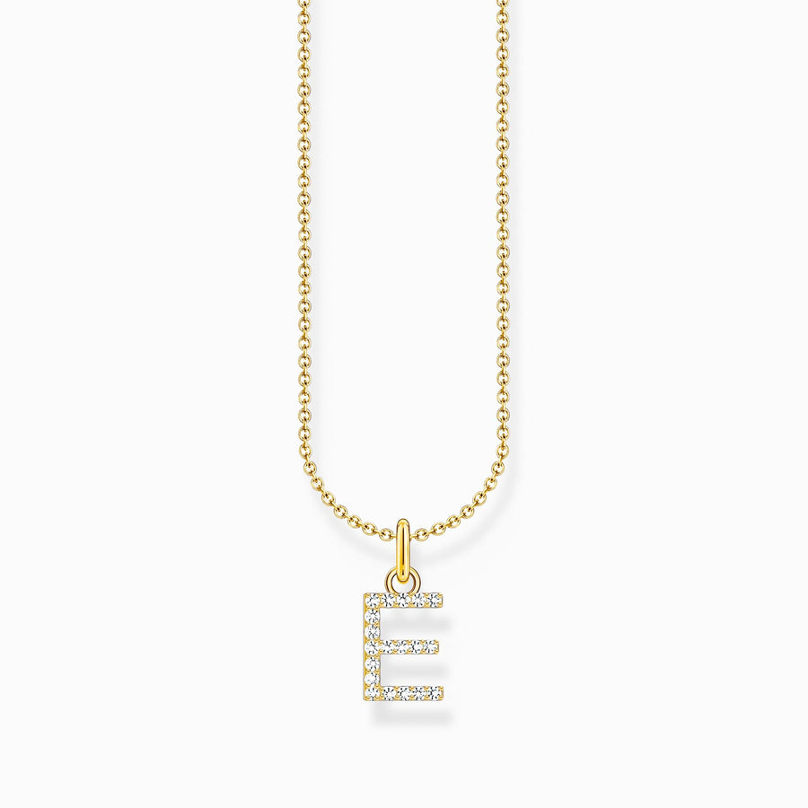 Essentials Gold Plated With Zirconia letter E Pendant Necklace KE2244 - 414 - 14 - L45VThomas Sabo Charm ClubKE2244 - 414 - 14 - L45V