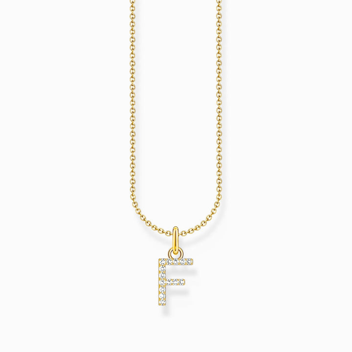 Essentials Gold Plated With Zirconia letter F Pendant Necklace KE2245 - 414 - 14 - L45VThomas Sabo Charm ClubKE2245 - 414 - 14 - L45V