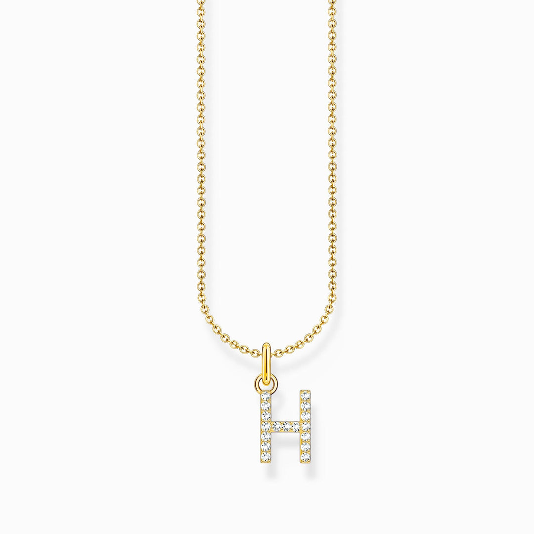 Essentials Gold Plated With Zirconia letter H Pendant Necklace KE2247 - 414 - 14 - L45VThomas Sabo Charm ClubKE2247 - 414 - 14 - L45V