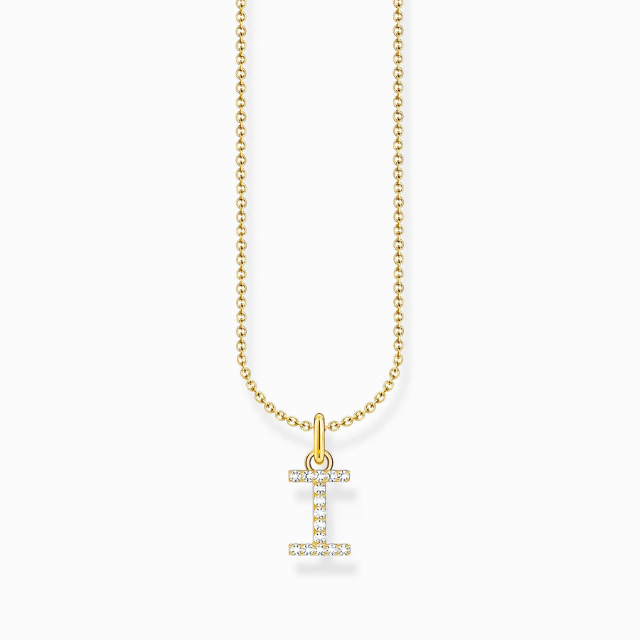 Essentials Gold Plated With Zirconia letter I Pendant Necklace KE2248 - 414 - 14 - L45VThomas Sabo Charm ClubKE2248 - 414 - 14 - L45V