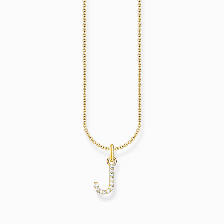 Essentials Gold Plated With Zirconia letter J Pendant Necklace KE2249 - 414 - 14 - L45VThomas Sabo Charm ClubKE2249 - 414 - 14 - L45V