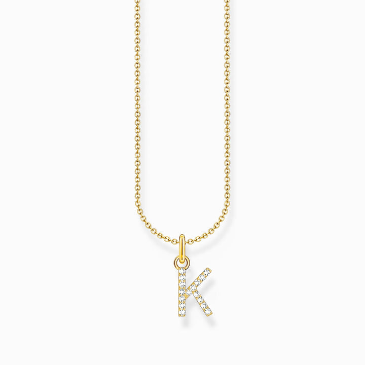 Essentials Gold Plated With Zirconia letter K Pendant Necklace KE2250 - 414 - 14 - L45VThomas Sabo Charm ClubKE2250 - 414 - 14 - L45V