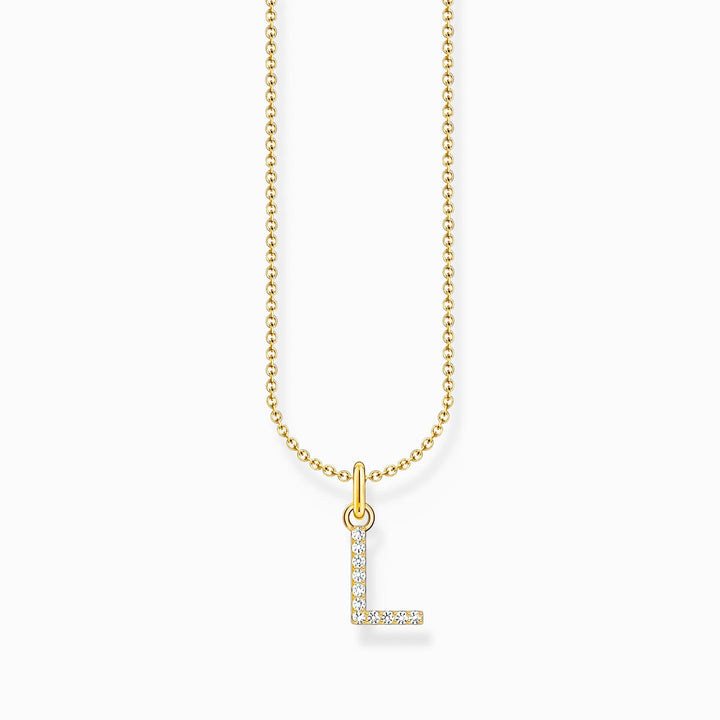 Essentials Gold Plated With Zirconia letter L Pendant Necklace KE2251 - 414 - 14 - L45VThomas Sabo Charm ClubKE2251 - 414 - 14 - L45V