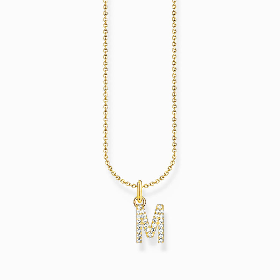 Essentials Gold Plated With Zirconia letter M Pendant Necklace KE2252 - 414 - 14 - L45VThomas Sabo Charm ClubKE2252 - 414 - 14 - L45V