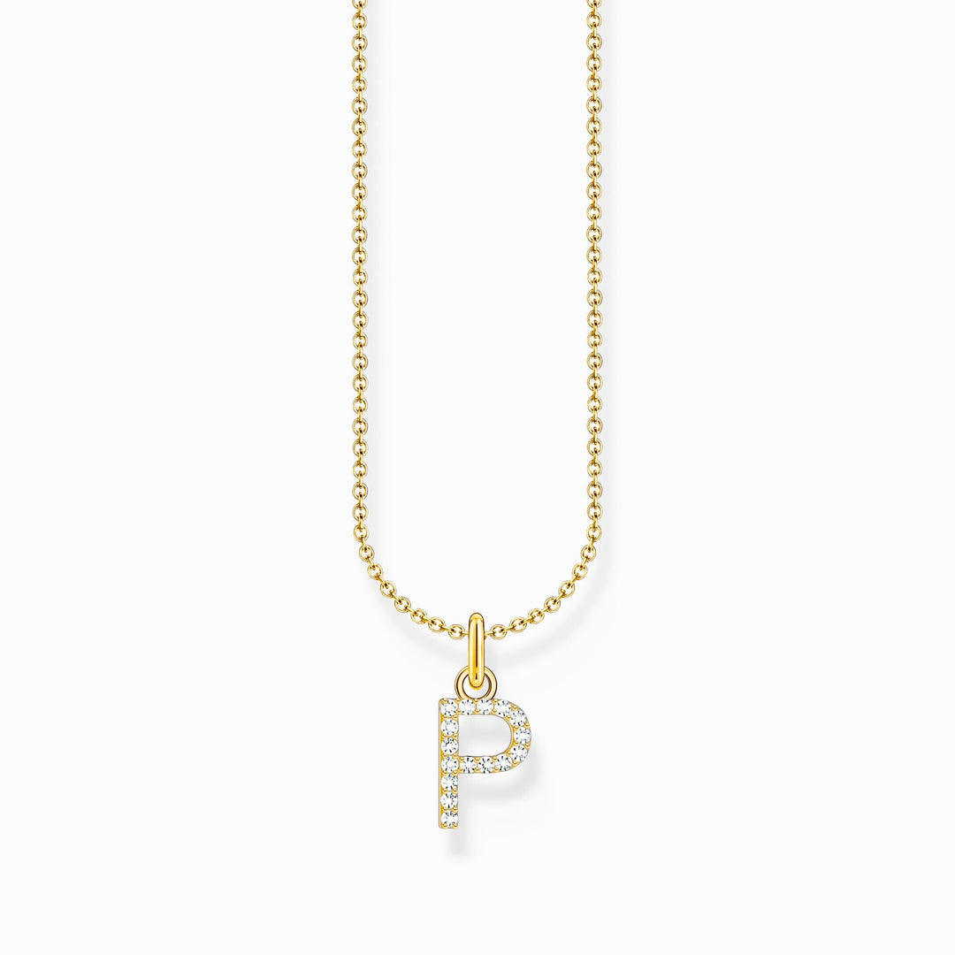 Essentials Gold Plated With Zirconia letter P Pendant Necklace KE2255 - 414 - 14 - L45VThomas Sabo Charm ClubKE2255 - 414 - 14 - L45V