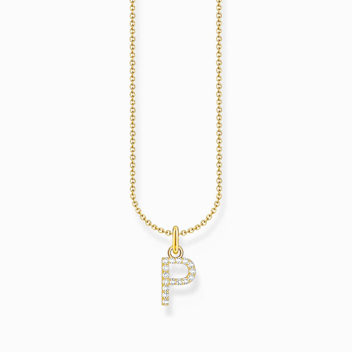 Essentials Gold Plated With Zirconia letter P Pendant Necklace KE2255 - 414 - 14 - L45VThomas Sabo Charm ClubKE2255 - 414 - 14 - L45V