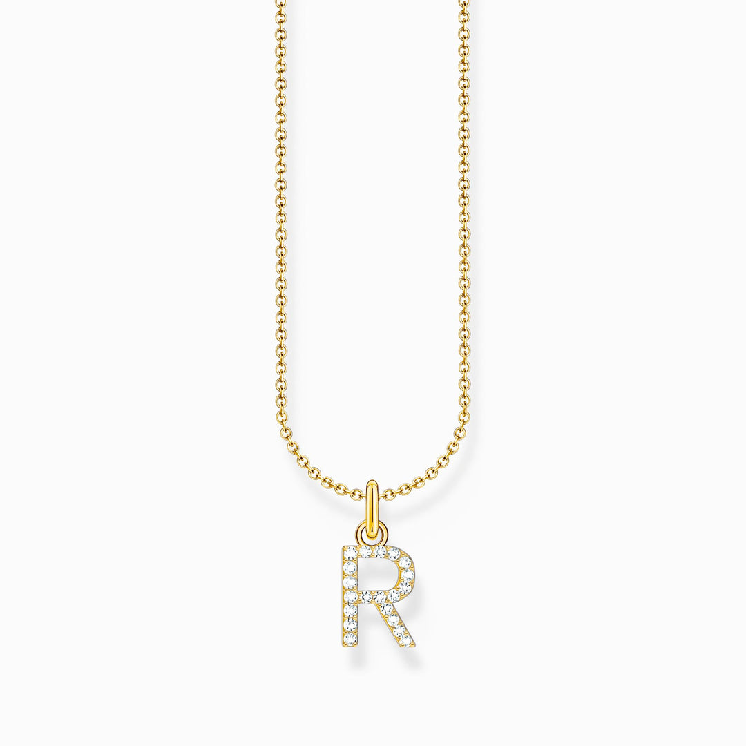 Essentials Gold Plated With Zirconia letter R Pendant Necklace KE2257 - 414 - 14 - L45VThomas Sabo Charm ClubKE2257 - 414 - 14 - L45V