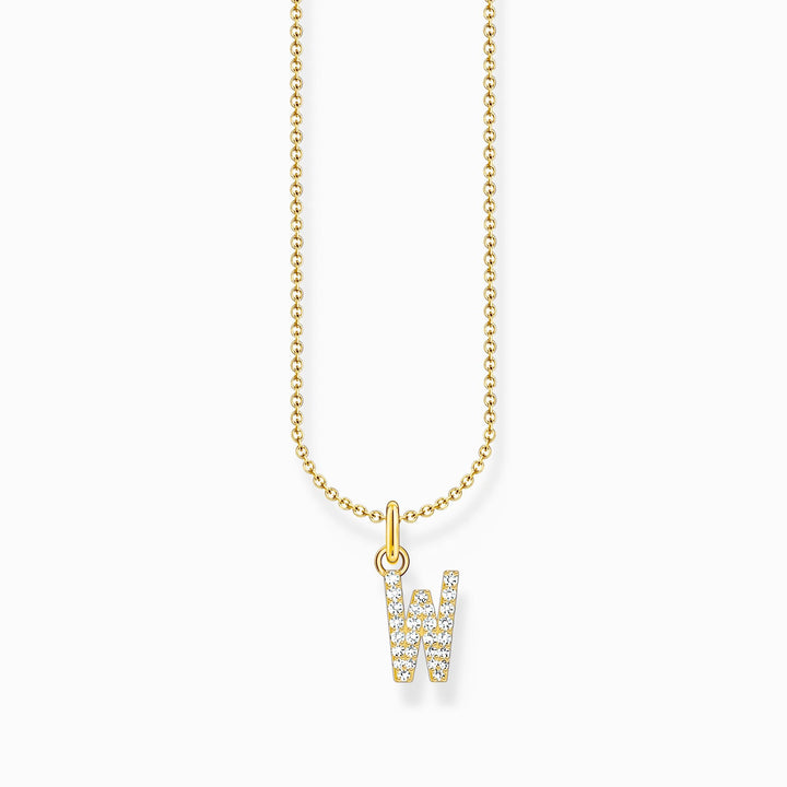 Essentials Gold Plated With Zirconia letter W Pendant Necklace KE2262 - 414 - 14 - L45VThomas Sabo Charm ClubKE2262 - 414 - 14 - L45V