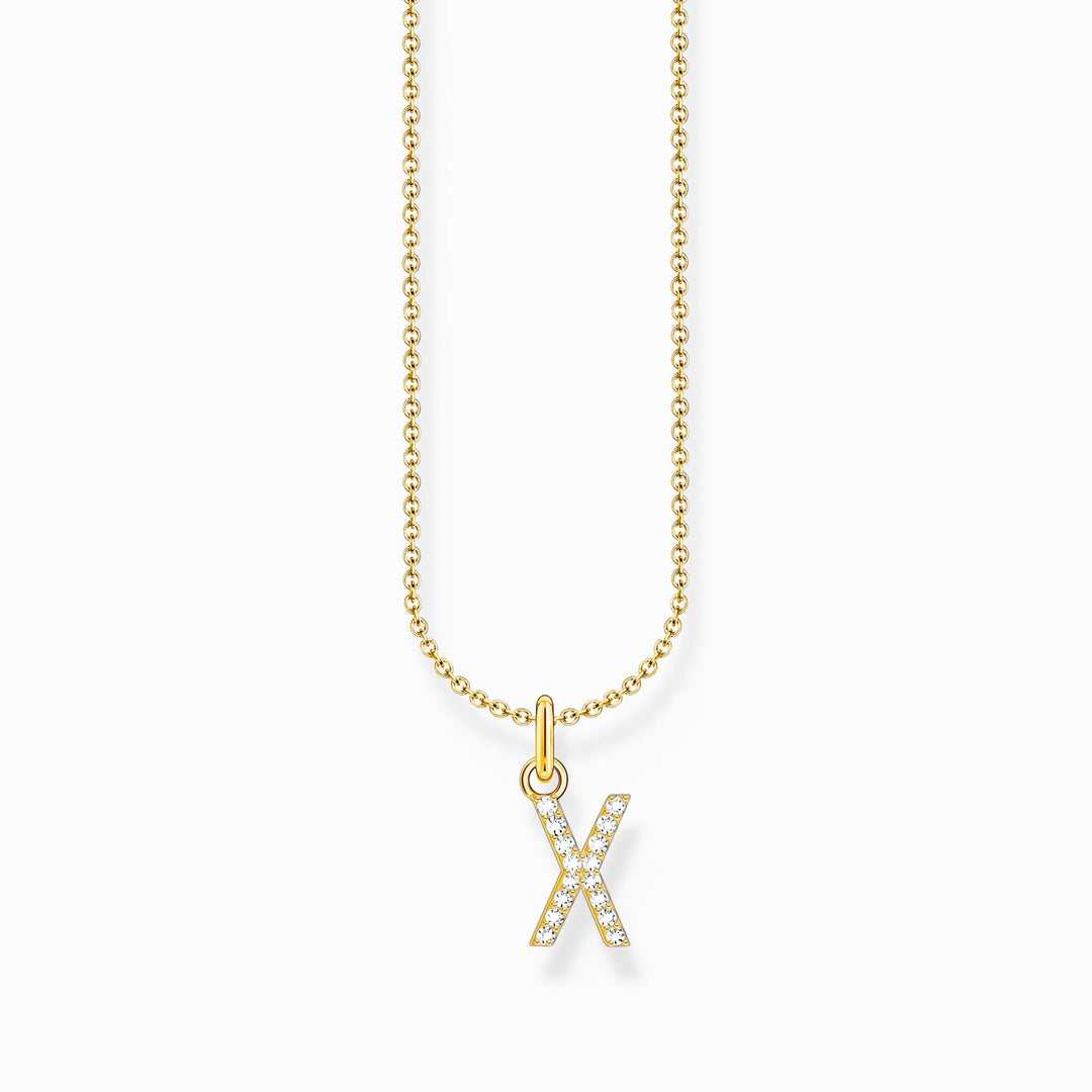 Essentials Gold Plated With Zirconia letter X Pendant Necklace KE2263 - 414 - 14 - L45VThomas Sabo Charm ClubKE2263 - 414 - 14 - L45V