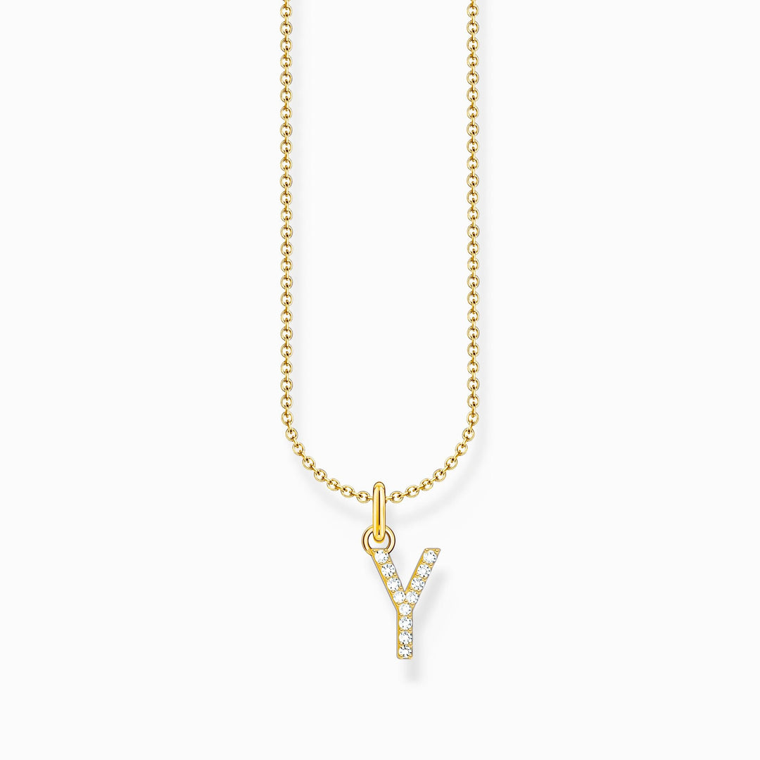 Essentials Gold Plated With Zirconia letter Y Pendant Necklace KE2264 - 414 - 14 - L45VThomas Sabo Charm ClubKE2264 - 414 - 14 - L45V