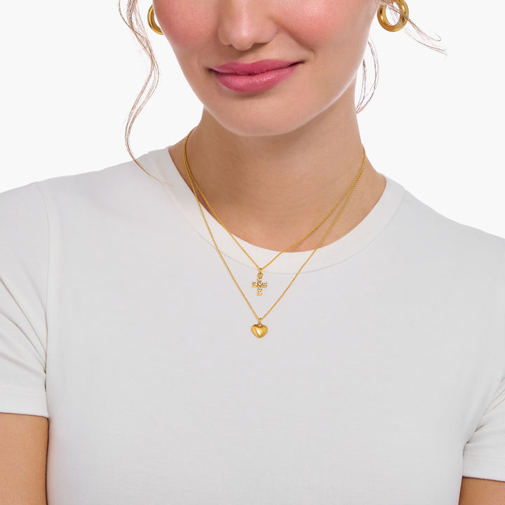 Essentials Silver Sterling Gold Plated Heart Necklace KE2234 - 413 - 39 - L45VThomas Sabo Charm ClubKE2234 - 413 - 39 - L45V