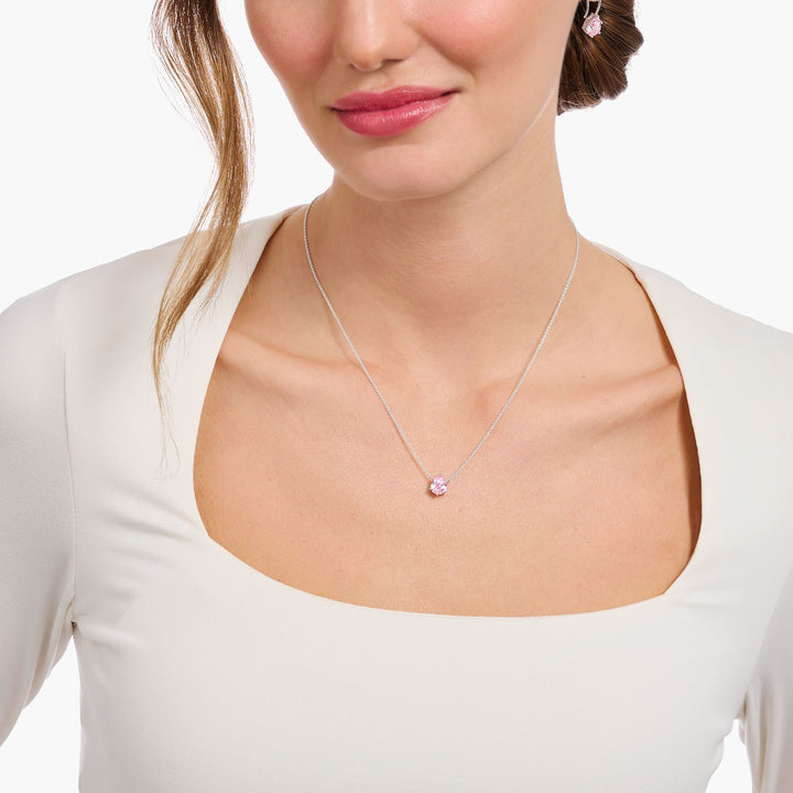 Essentials Sterling Silver Drop - Shaped Pink Zirconia Necklace KE2213 - 051 - 9 - L45VThomas Sabo Sterling SilverKE2213 - 051 - 9 - L45V